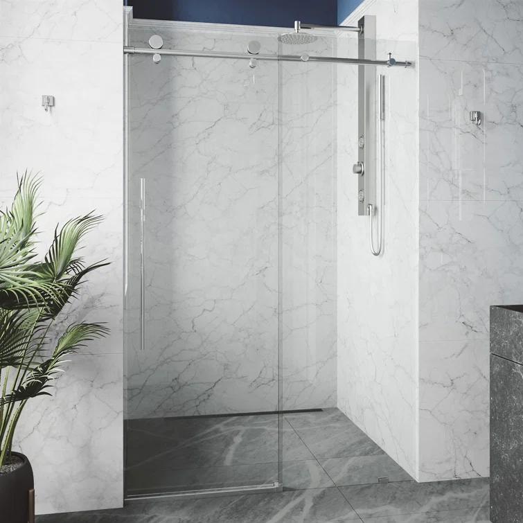 Elan E-Class 44-48" W x 76" H Sliding Frameless Shower Door with 3/8" Clear Glass