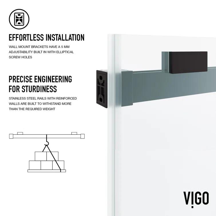 Houston 56-60" W x 76" H Sliding Frameless Shower Door with 3/8" Clear Glass