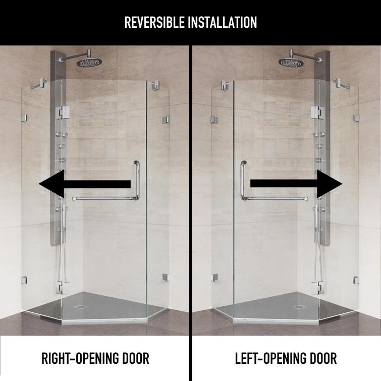 Piedmont 36" W x 36" D x 73" H Hinged Frameless Shower Enclosure with 3/8Clear Glass