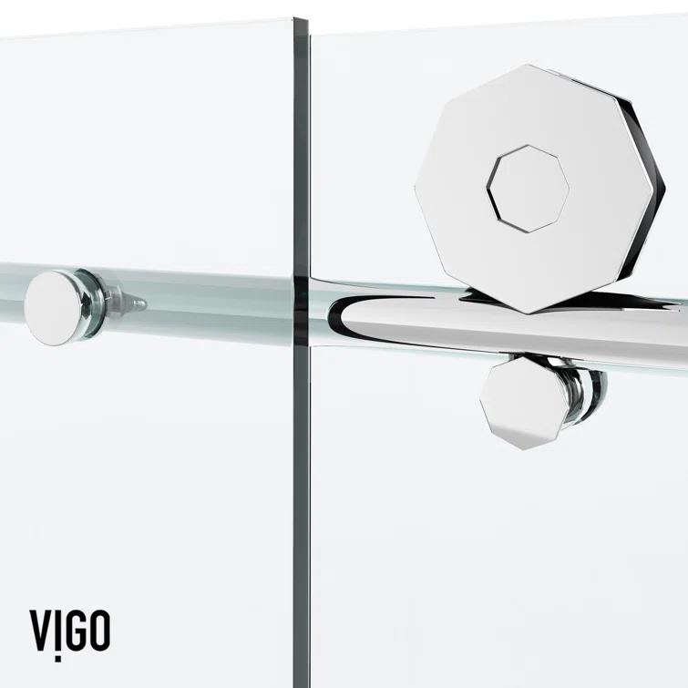 Elan Hart 68-72" W x 76" H Sliding Frameless Shower Door with 3/8" Clear Glass