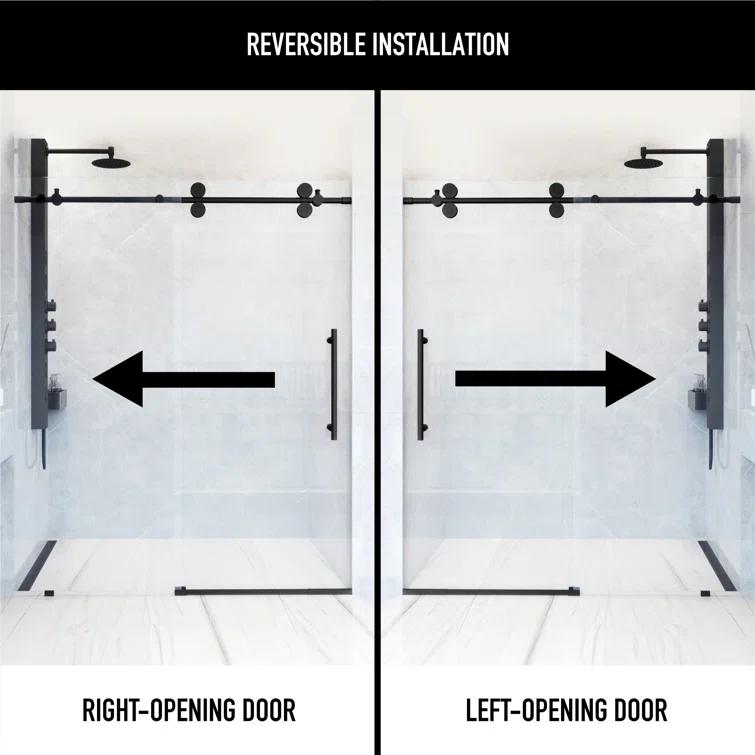 Elan 56-60" W x 74" H Sliding Frameless Shower Door with 3/8" Clear Glass