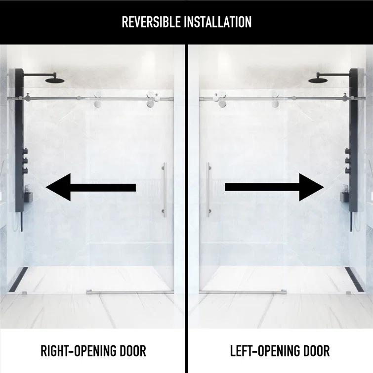 Elan 56-60" W x 74" H Sliding Frameless Shower Door with 3/8" Clear Glass