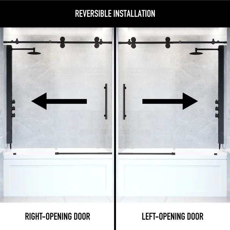 Elan 56-60" W x 66" H Sliding Frameless Tub Door with 3/8" Laminated Glass