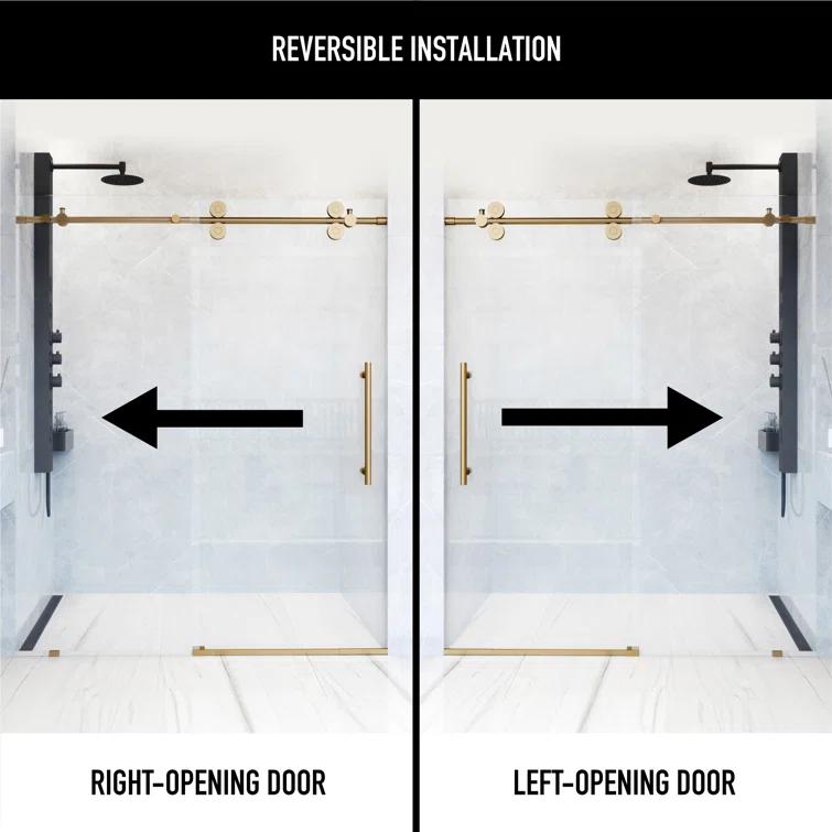 Elan 56-60" W x 74" H Sliding Frameless Shower Door with 3/8" Clear Glass