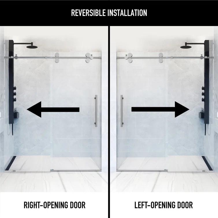 Elan 56-60" W x 74" H Sliding Frameless Shower Door with 3/8" Clear Glass