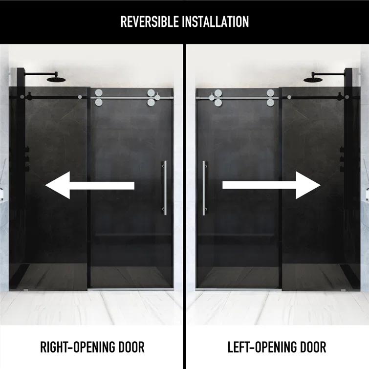 Elan 68-72" W x 74" H Sliding Frameless Shower Door with 3/8" Tinted Glass