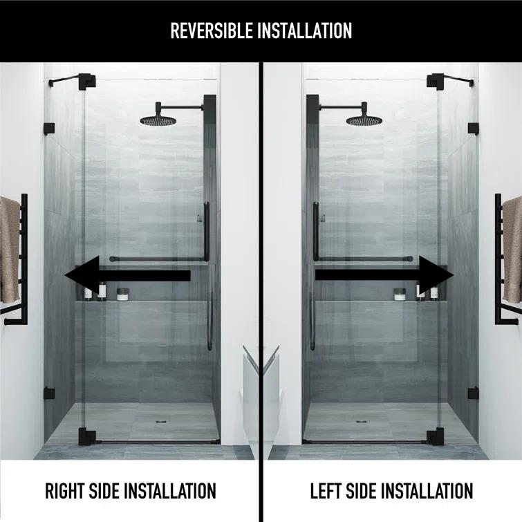 Pirouette 30-36" W x 72" H Pivot Frameless Shower Door with 3/8" Clear Glass