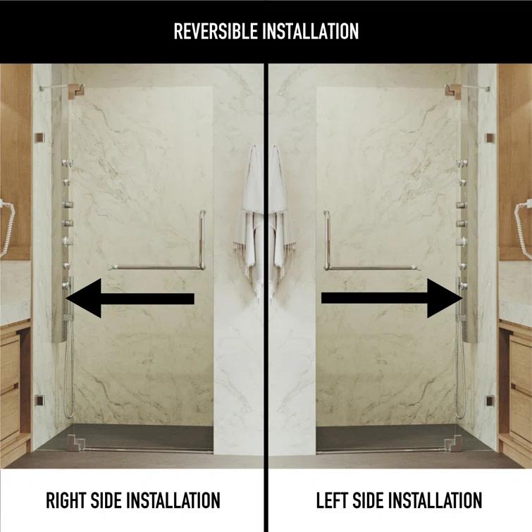 Pirouette 36-42" W x 72" H Pivot Frameless Shower Door with 3/8" Clear Glass