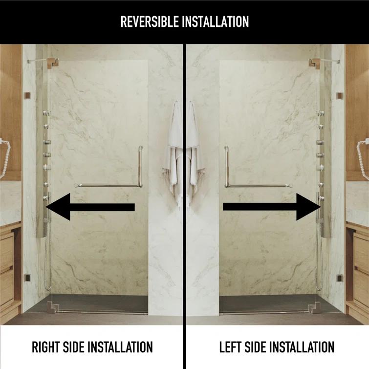 Pirouette 30-36" W x 72" H Pivot Frameless Shower Door with 3/8" Clear Glass