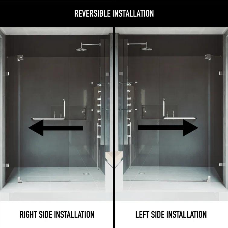 Pirouette 42-48" W x 72" H Pivot Frameless Shower Door with 3/8" Clear Glass