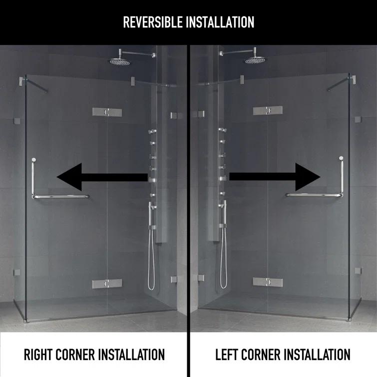VIGO Monteray 46" W x 30" D x 73" H Hinged Frameless Shower Enclosure with 3/8  Clear Glass VG6011CHCL48