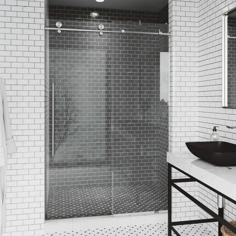 Elan E-Class 44-48" W x 76" H Sliding Frameless Shower Door with 3/8" Clear Glass