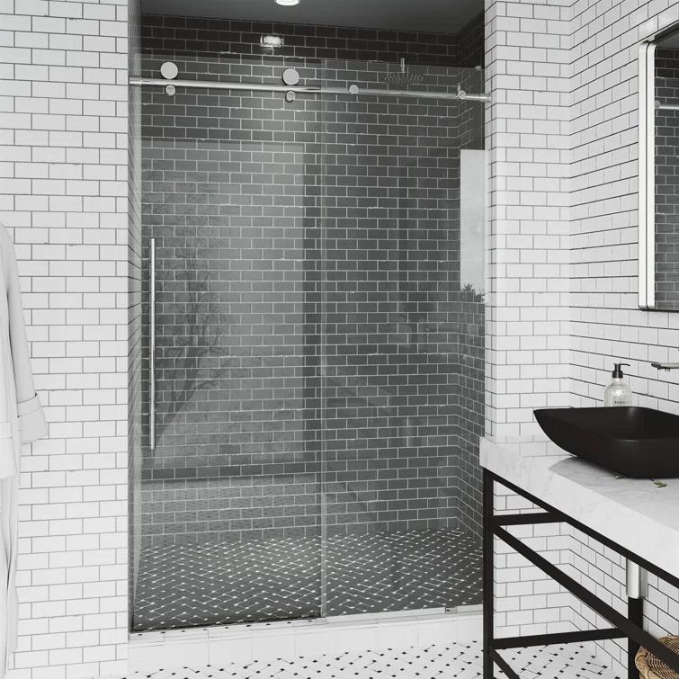 Elan E-Class 44-48" W x 76" H Sliding Frameless Shower Door with 3/8" Clear Glass