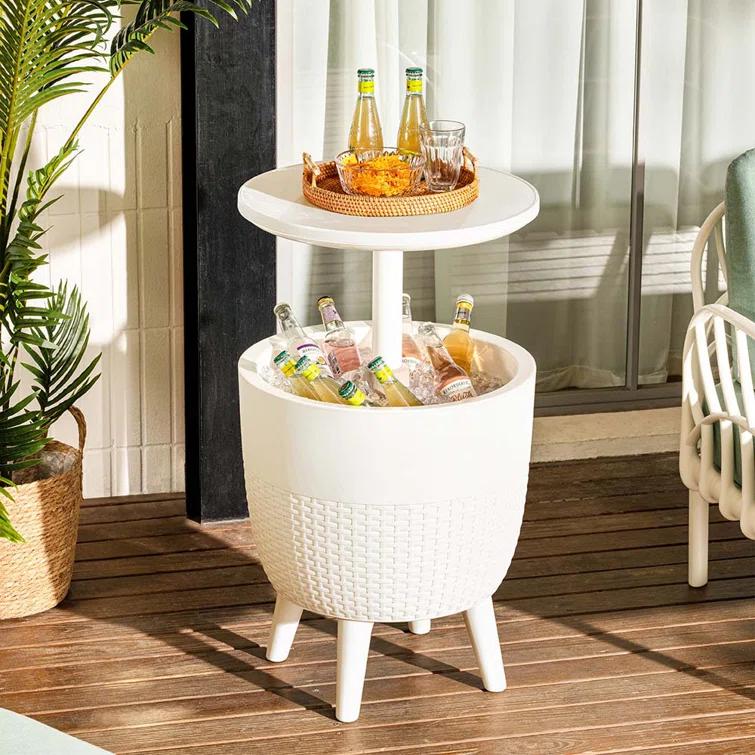 Cancun Resin Outdoor 2-In-1 Side Table and Cooler