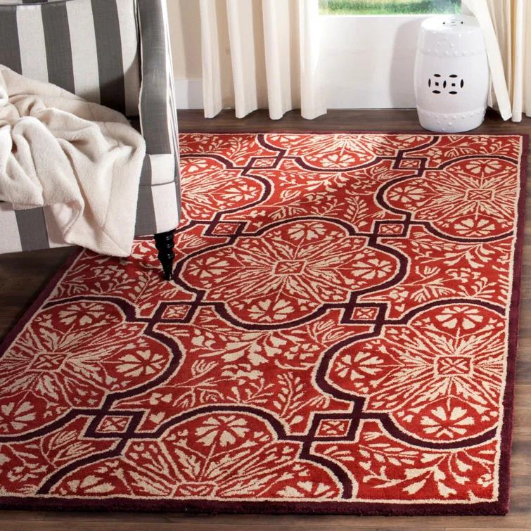 French Martha Stewart Hand Tufted Wool Floral Rug