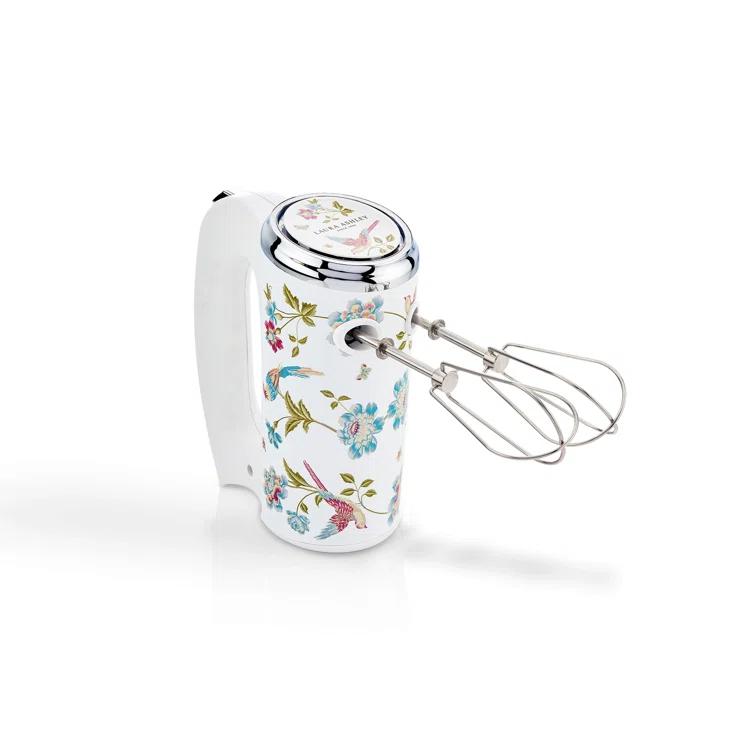 Laura Ashley Hand Mixer White: 300W, 5 Speeds, Stainless Steel, 1-Year Warranty