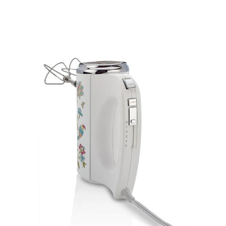 Laura Ashley Hand Mixer White: 300W, 5 Speeds, Stainless Steel, 1-Year Warranty
