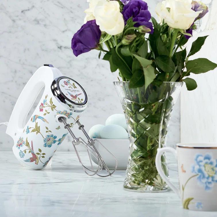 Laura Ashley Hand Mixer White: 300W, 5 Speeds, Stainless Steel, 1-Year Warranty