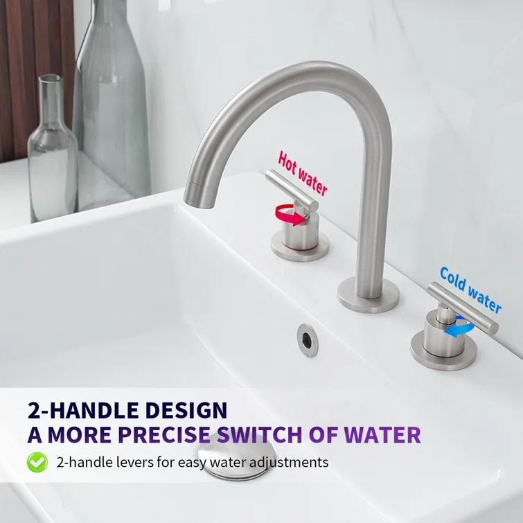 Widespread 2-handle Bathroom Faucet with Drain Assembly