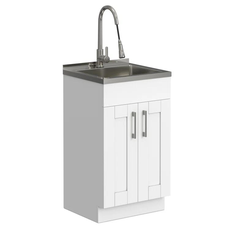 Modern Wide Shaker All-In-One 20-inch Laundry Utility Sink and Cabinet