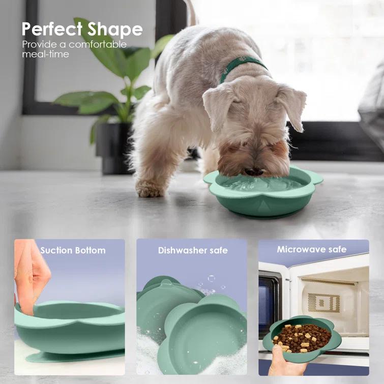 Precious Tails P.t. Supply Co. Small Flower-shaped Silicone Pet Bowl With Non-slip Suction Base