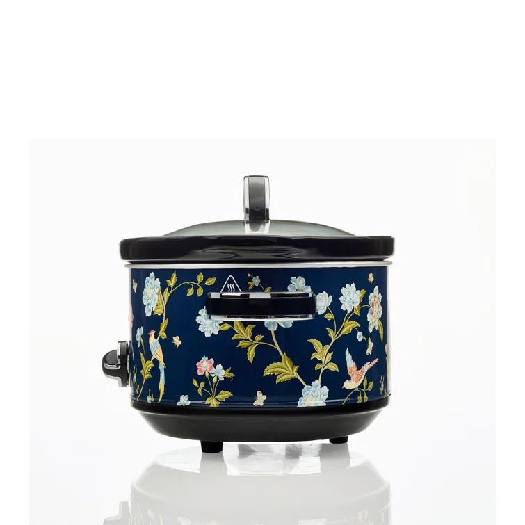Laura Ashley 3.5L Slow Cooker Navy: Ceramic & Stainless Steel, 3 Settings, 320W, Keep Warm, 4 Quart Pot, 1-Year Warranty