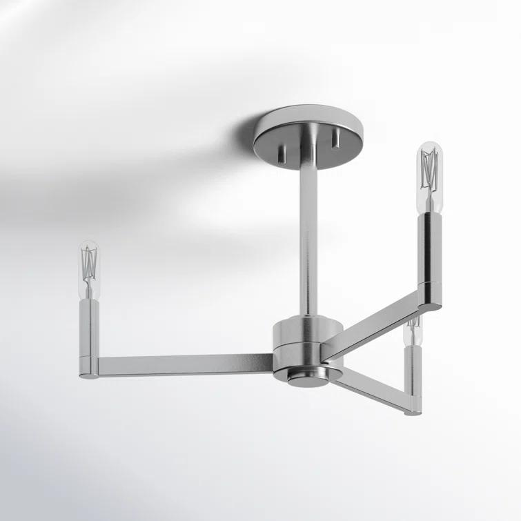 Fullton Brushed Nickel 3-Light Contemporary Semi-Flush Mount