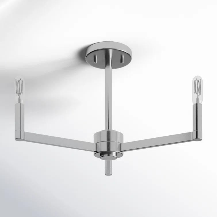Fullton Brushed Nickel 3-Light Contemporary Semi-Flush Mount