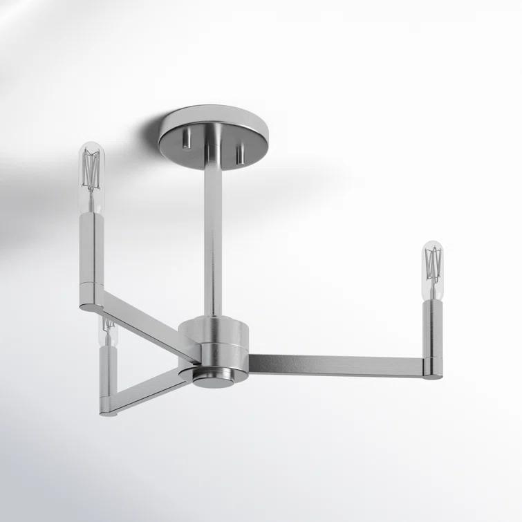 Fullton Brushed Nickel 3-Light Contemporary Semi-Flush Mount