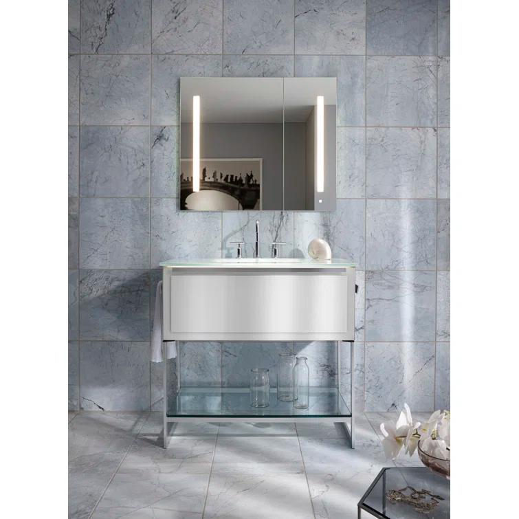 Robern AC3640D4P2LA AiO Recessed Framed Medicine Cabinet with 3 Adjustable Shelves and LED Lighting