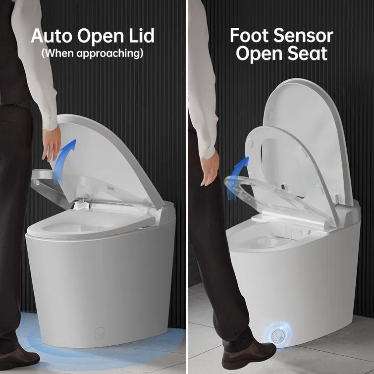 Smart Toilet ADA Comfortable Chair Height, 1000 Gram MaP Flushing Score, Built in Tank, Auto Open & Close Lid, Auto Flush, Foot Sensor Operation