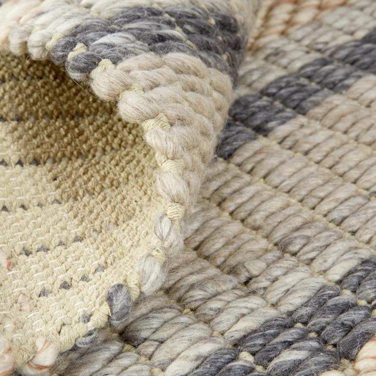 Orion Striped Handwoven Wool Area Rug in Natural/Beige/Ivory