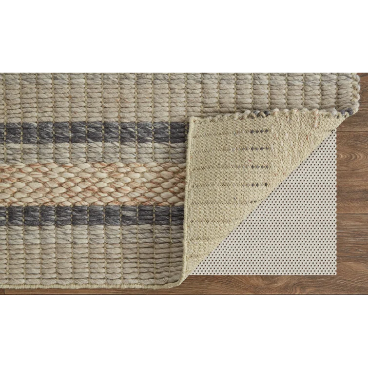 Orion Striped Handwoven Wool Area Rug in Natural/Beige/Ivory