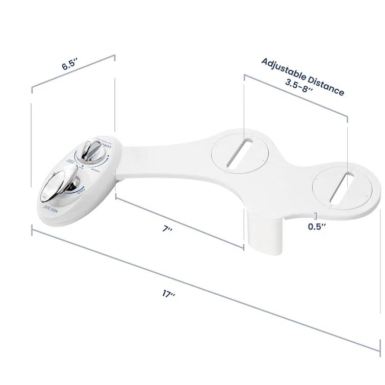 Hot And Cold Water, Self-Cleaning, Dual Nozzle, Non-Electric Bidet Attachment For Toilet Seat, Adjustable Water Pressure, Rear And Feminine Wash, Lever Control