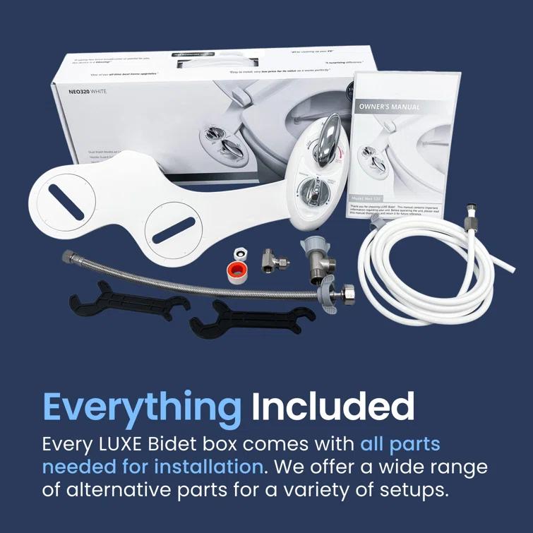 Hot And Cold Water, Self-Cleaning, Dual Nozzle, Non-Electric Bidet Attachment For Toilet Seat, Adjustable Water Pressure, Rear And Feminine Wash, Lever Control