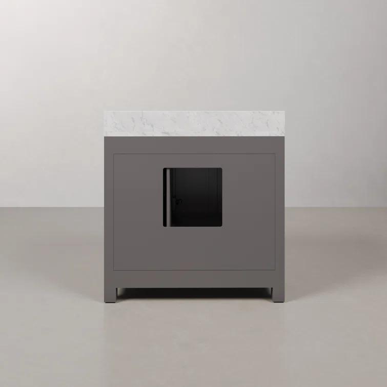 Madison 36 in. W x 21.5 in. D x 34 in. H Single Sink Bath Vanity in Cashmere Grey with Carrara White Marble Top