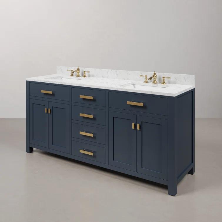 Madison 72" Monarch Blue Double Sink Vanity with Marble Top