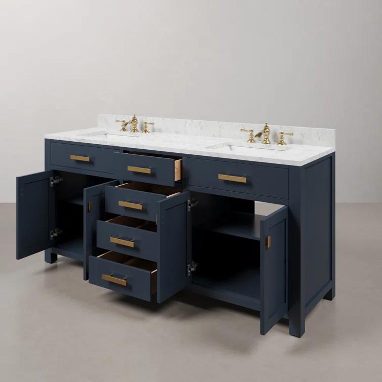 Madison 72" Monarch Blue Double Sink Vanity with Marble Top