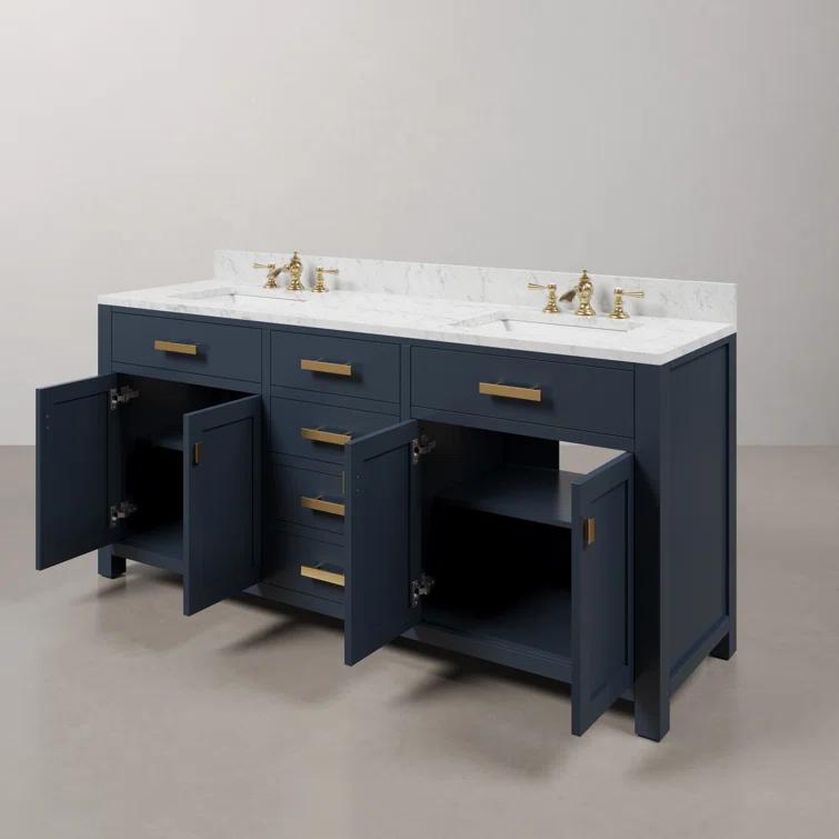 Madison 72" Monarch Blue Double Sink Vanity with Marble Top