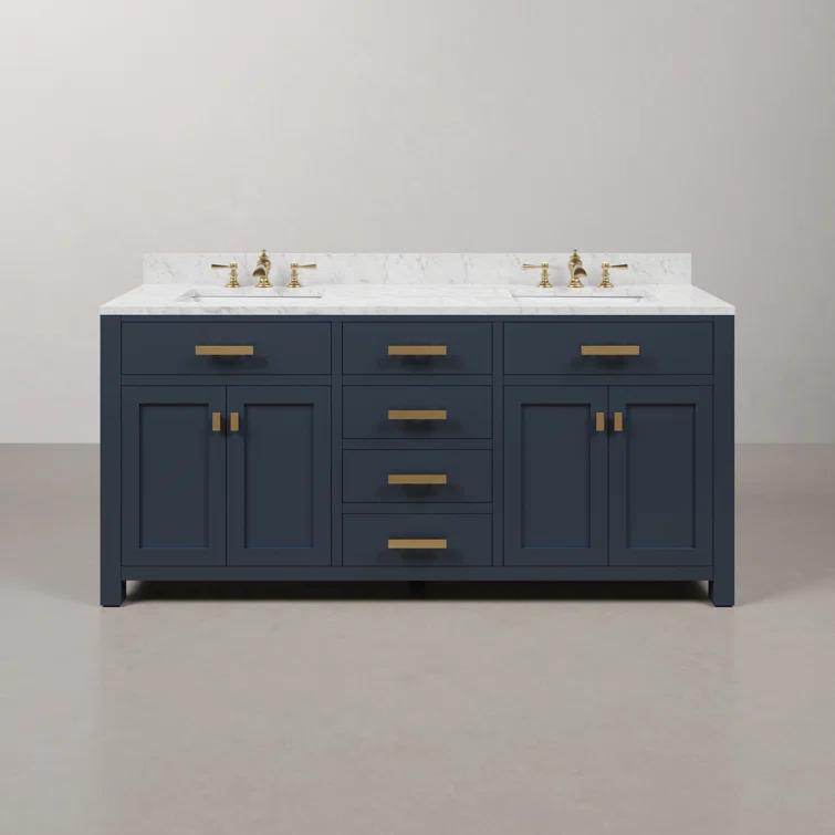 Madison 72" Monarch Blue Double Sink Vanity with Marble Top