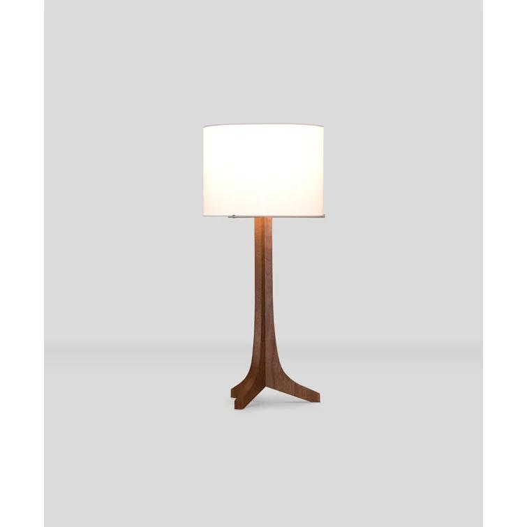 Nauta 28" White Linen Shade Table Lamp with Dark Walnut & Aluminum Base