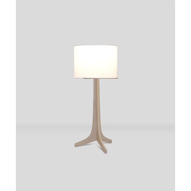 Brushed Aluminum & White Linen Drum Shade LED Table Lamp