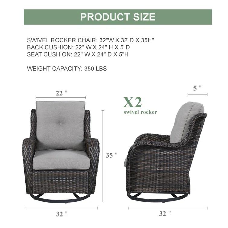 Carolina Outdoor Wicker Swivel Glide Chair with Cushions