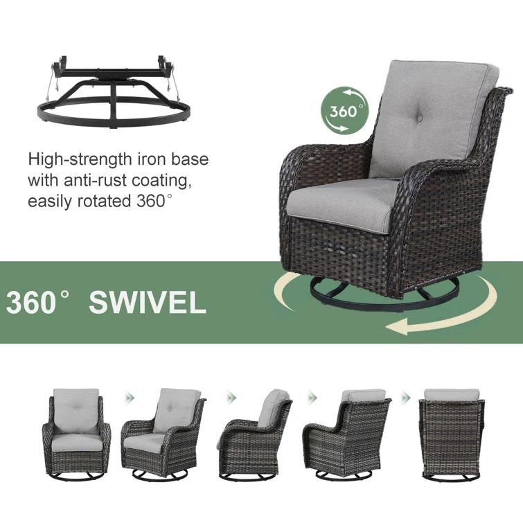 Carolina Outdoor Wicker Swivel Glide Chair with Cushions