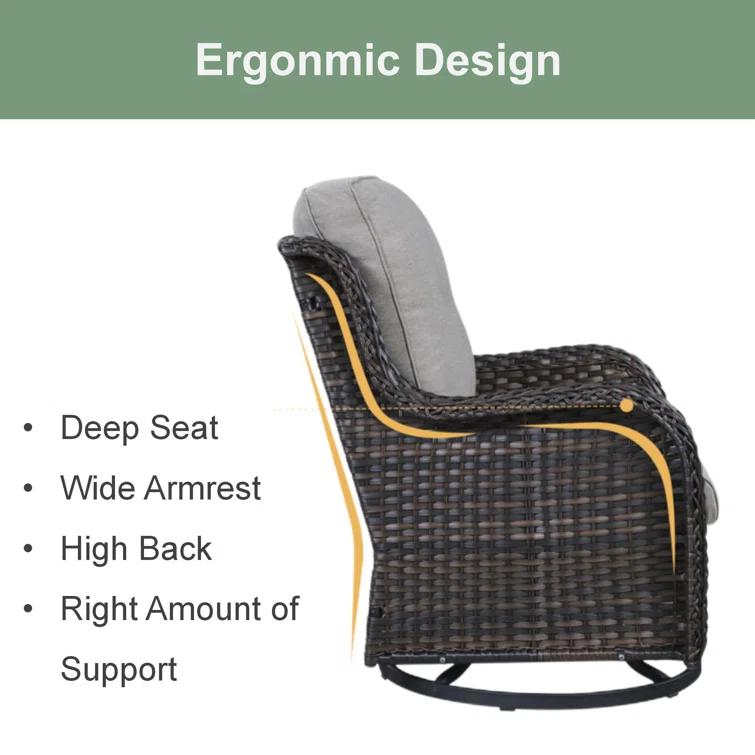 Carolina Outdoor Wicker Swivel Glide Chair with Cushions