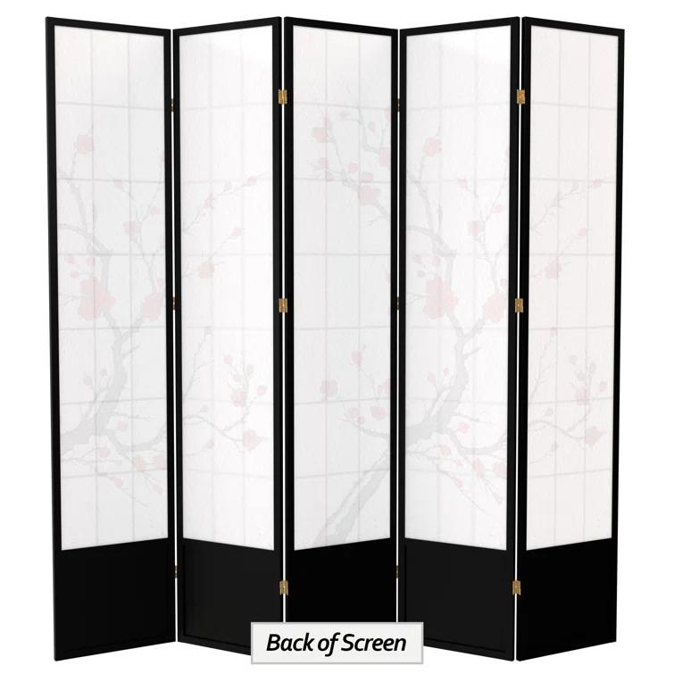 7 ft. Black 5-Panel Room Divider