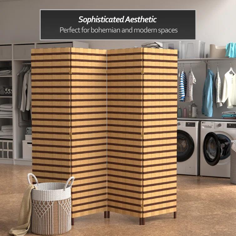 Oriental Furniture 6 ft. Tall Two Tone Natural Fiber Room Divider