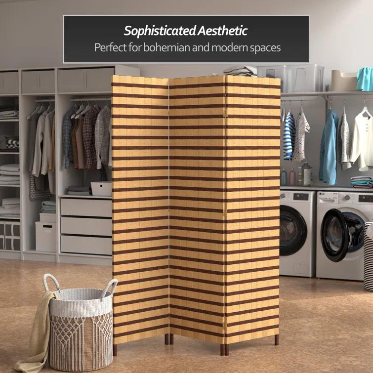 Oriental Furniture 6 ft. Tall Two Tone Natural Fiber Room Divider