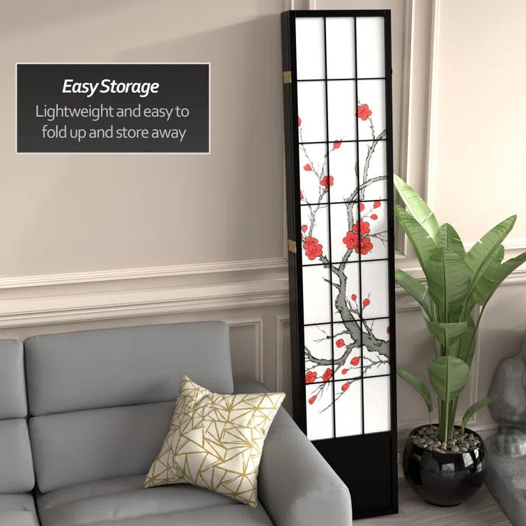 7 ft. Black 5-Panel Room Divider