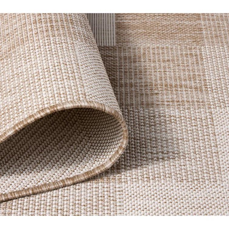 NICOLE MILLER NEW YORK Patio Country Ombre Chevron Outdoor Area Rug, Beige/Cream
